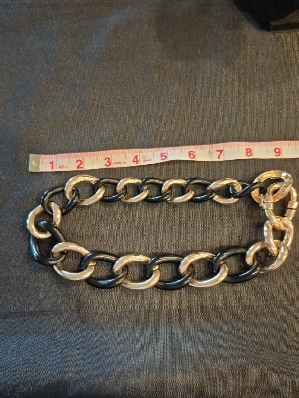 Gold and Black Chunky Metal  Chain Link Necklace - Women Jewelry